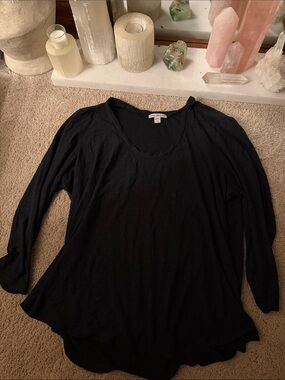 James Perse Black Long-Sleeve Scoop Neck Tee
